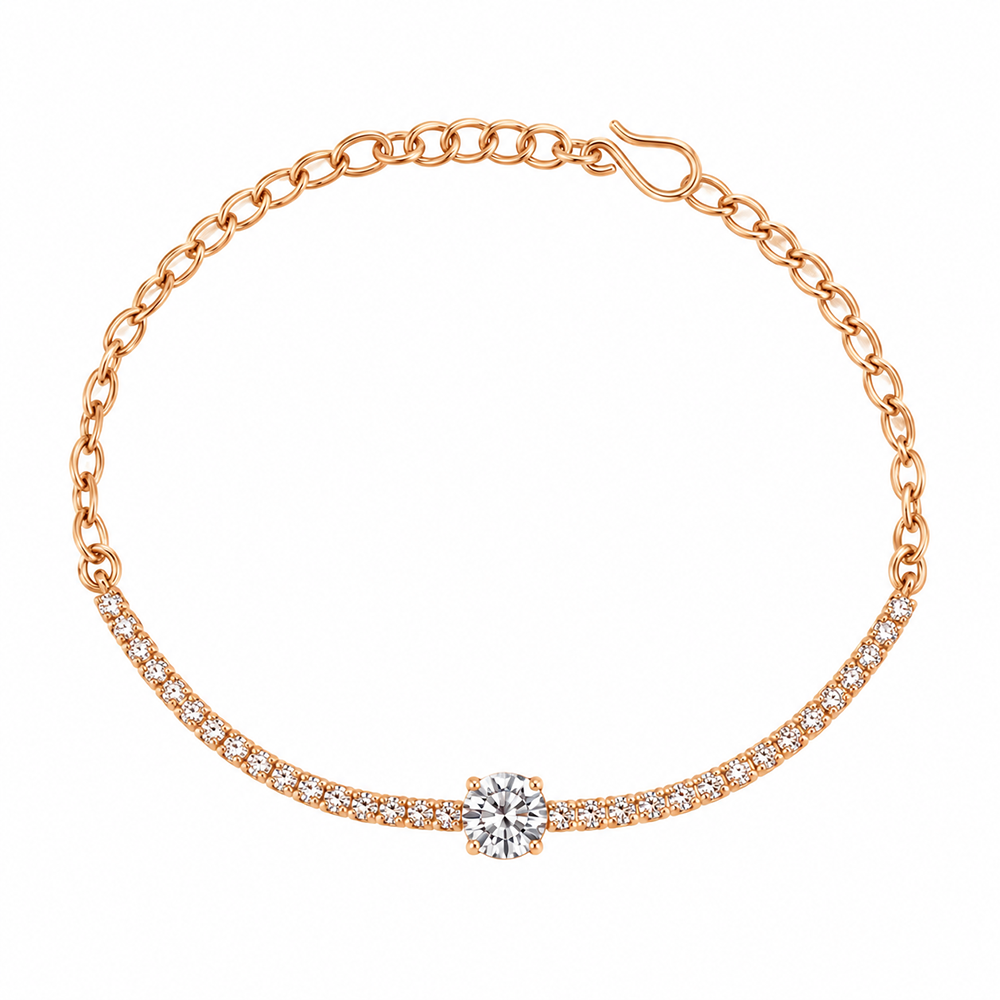 Urthn Everglow Rose Gold Plated Square Shape American Diamond Bracelet for Women(Pack Of 6)