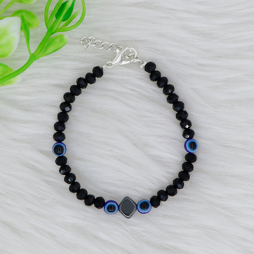 Mahavir Silver Plated  Evil Eye Adjustable Bracelet