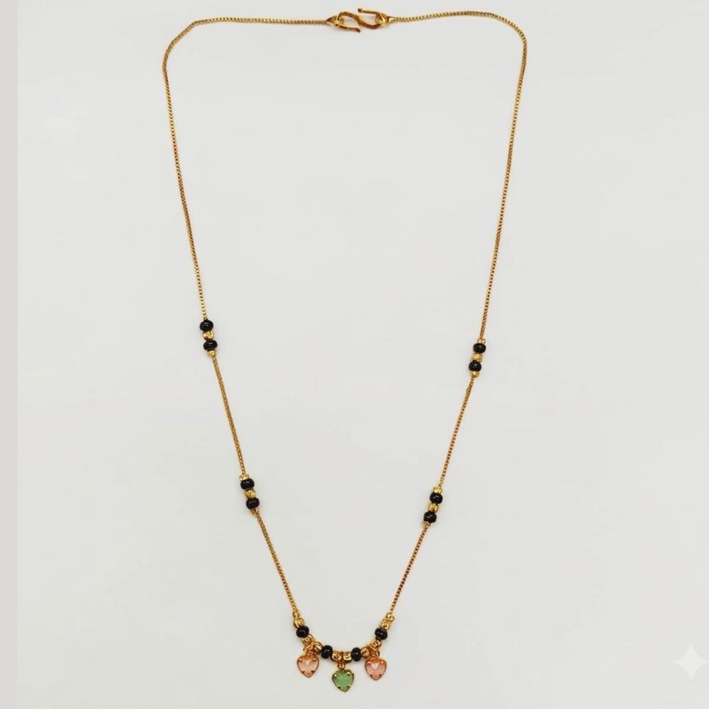 Urthn Classic Gold-Plated Mangalsutra with Sparkling Crystal Charms (Set of 3)