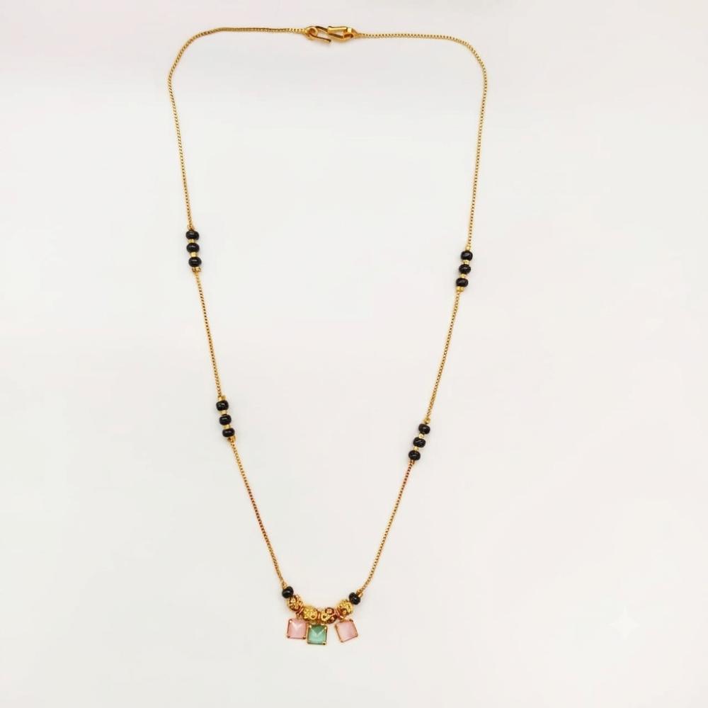 Urthn Classic Gold-Plated Mangalsutra with Sparkling Crystal Charms (Set of 3)