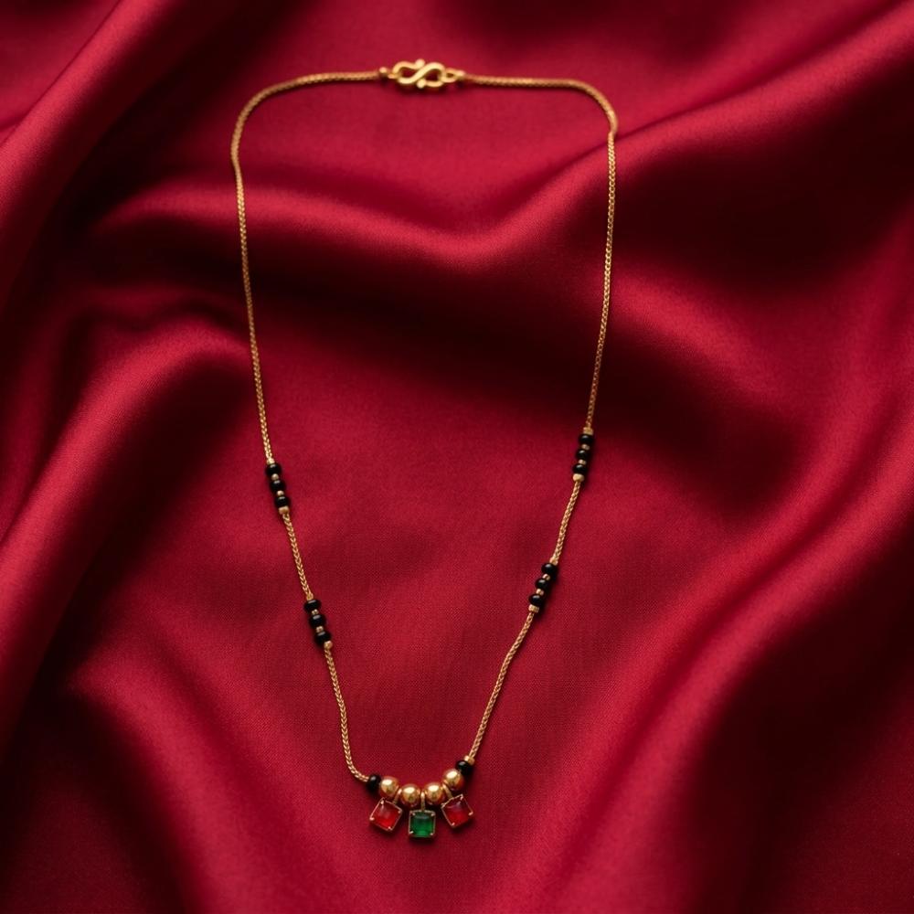 Urthn Classic Gold-Plated Mangalsutra with Sparkling Crystal Charms (Set of 3)