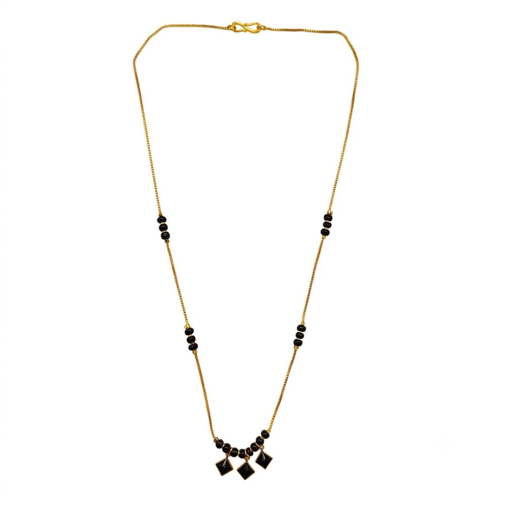 Urthn Classic Gold-Plated Mangalsutra with Sparkling Crystal Charms (Set of 3)