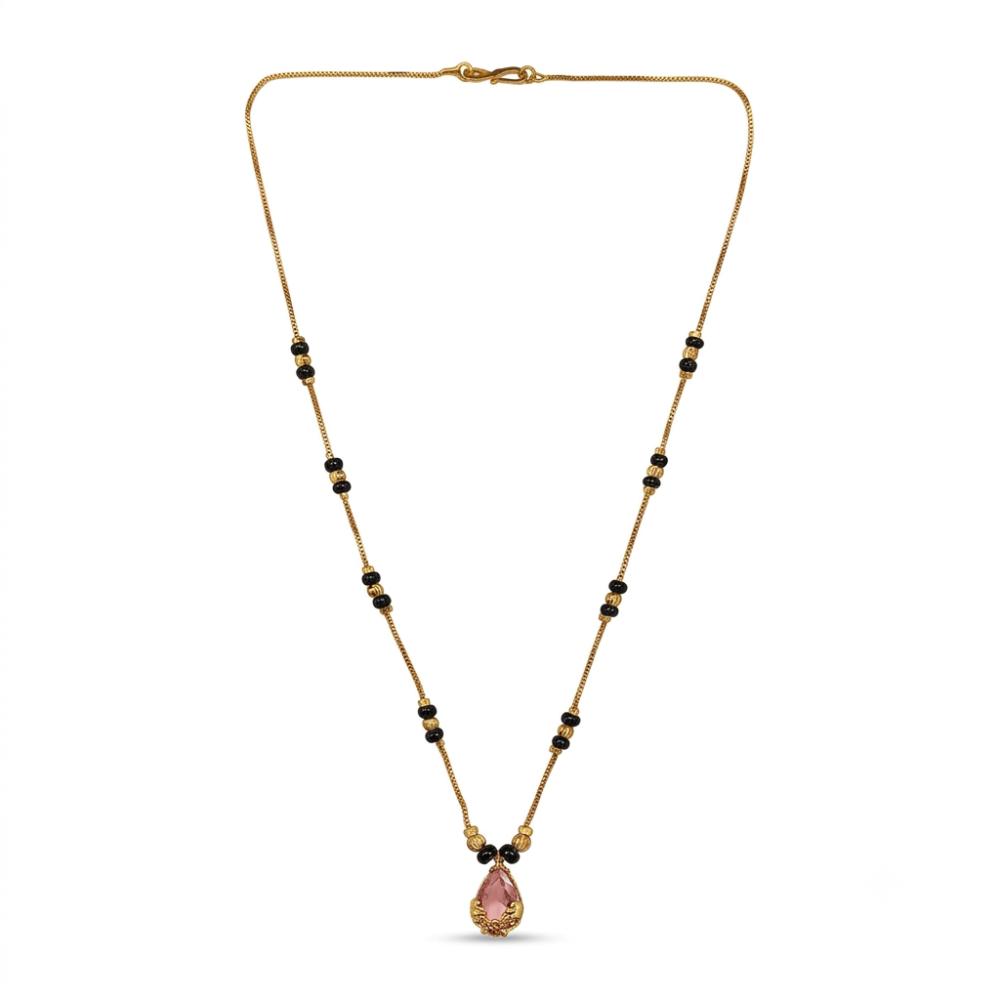 Urthn Classic Gold-Plated Mangalsutra with Sparkling Crystal Charms (Set of 3)