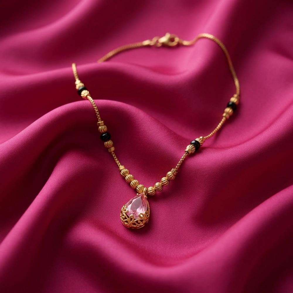 Urthn Classic Gold-Plated Mangalsutra with Sparkling Crystal Charms (Set of 3)