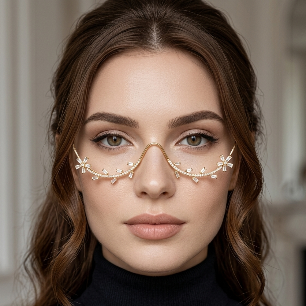 Urthn Crytsal Stone Luxury Inspired Facelets Jewellery Bridal Face Frame (Pack Of 3)
