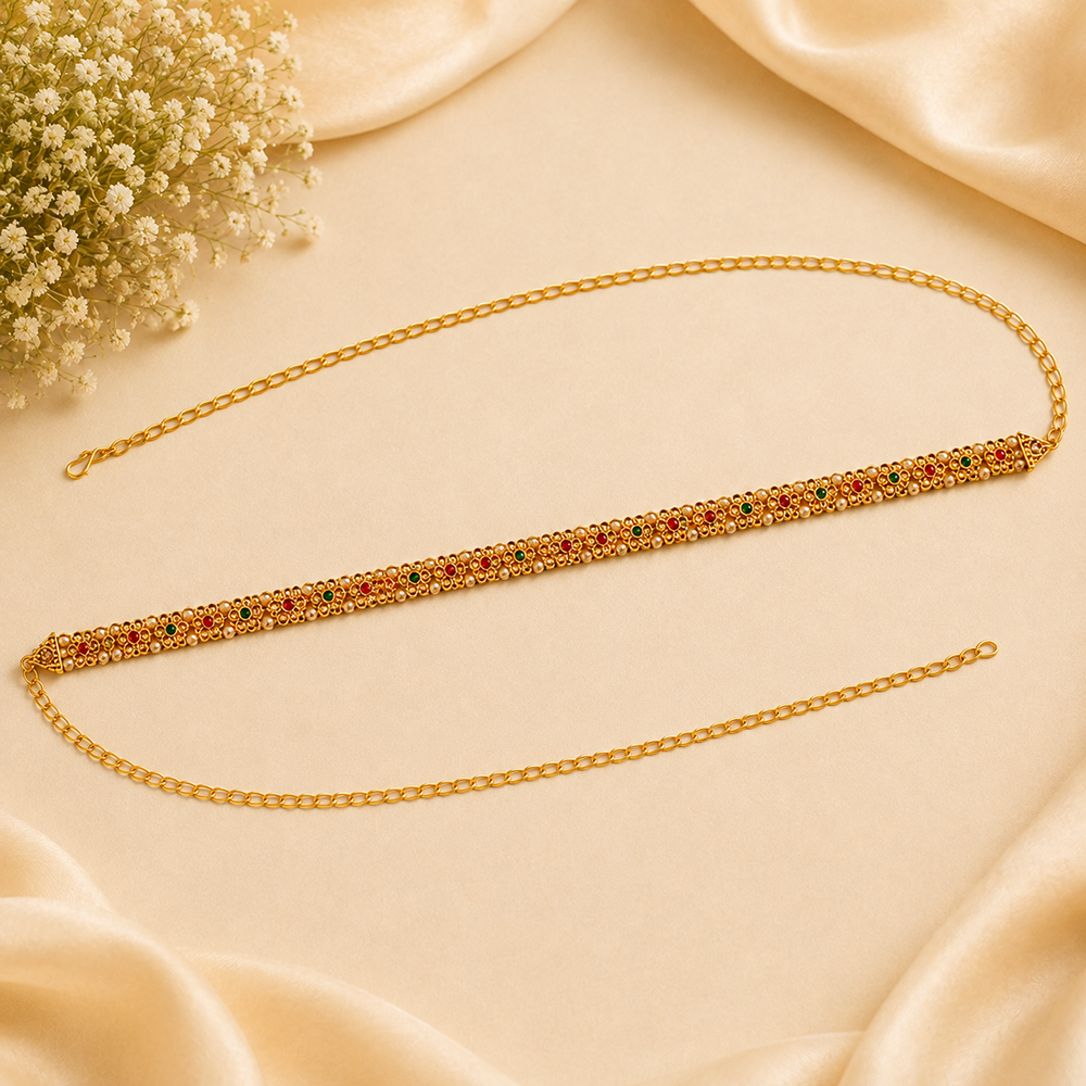 Urthn Elegant Austrian Stone Kamarbandh / Waist Chain for Women And Girls