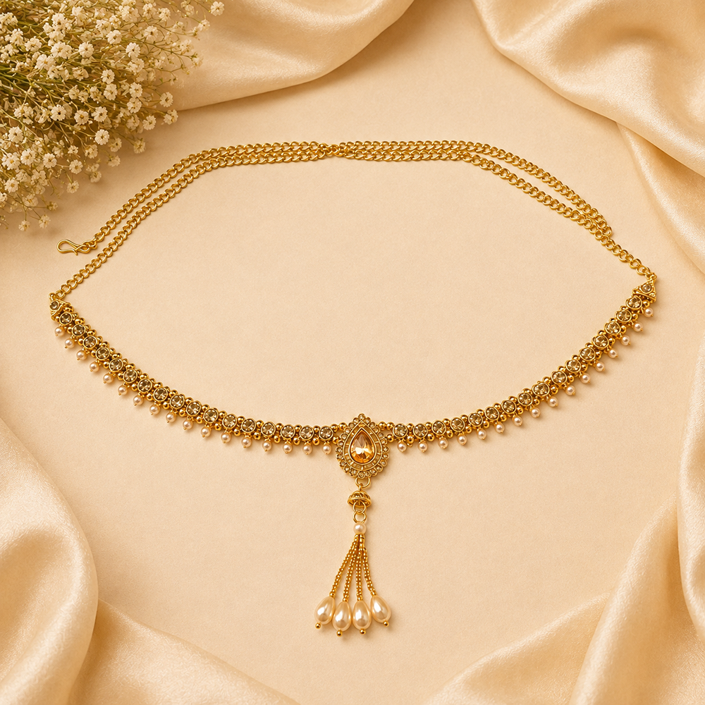 Urthn Elegant Austrian Stone Kamarbandh / Waist Chain for Women And Girls