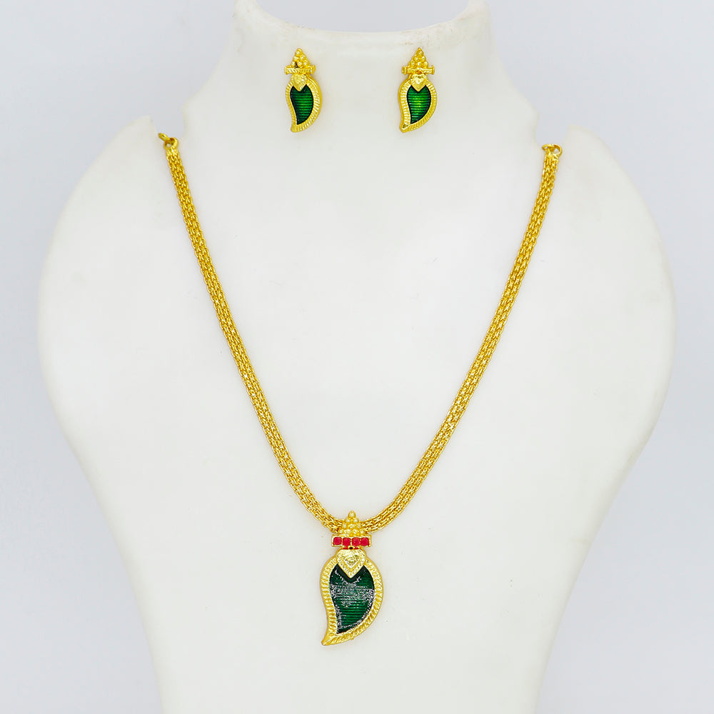 Mahavir Gold Plated Pota Stone Necklace Set