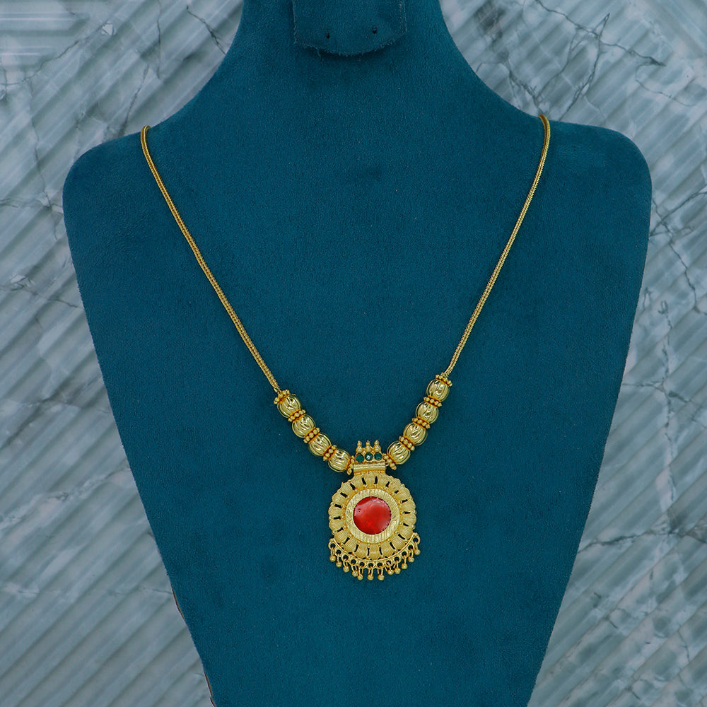 Mahavir Gold Plated Austrian Stone And Pota Pearl Necklace
