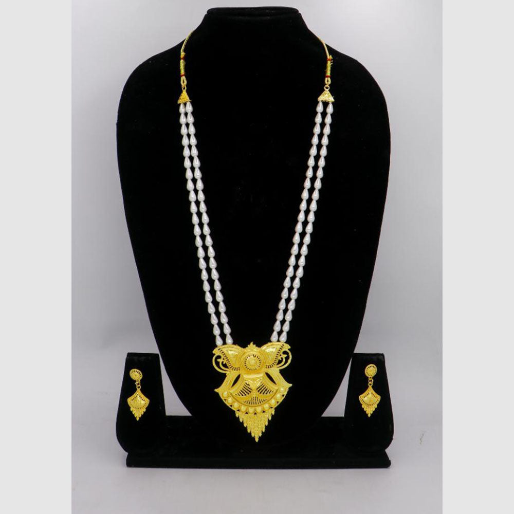 Mahavir Traditional Gold Forming Look Pearl Long Necklace Set (Pack of 6)