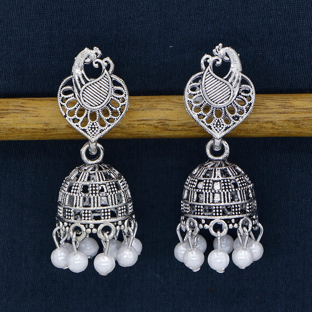 Mahavir Oxidised Plated Jhumki Earrings