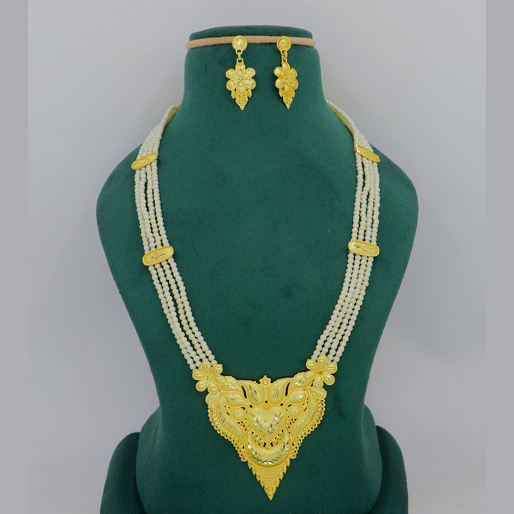 Mahavir Dye Gold  Plated Pearl Necklace Set