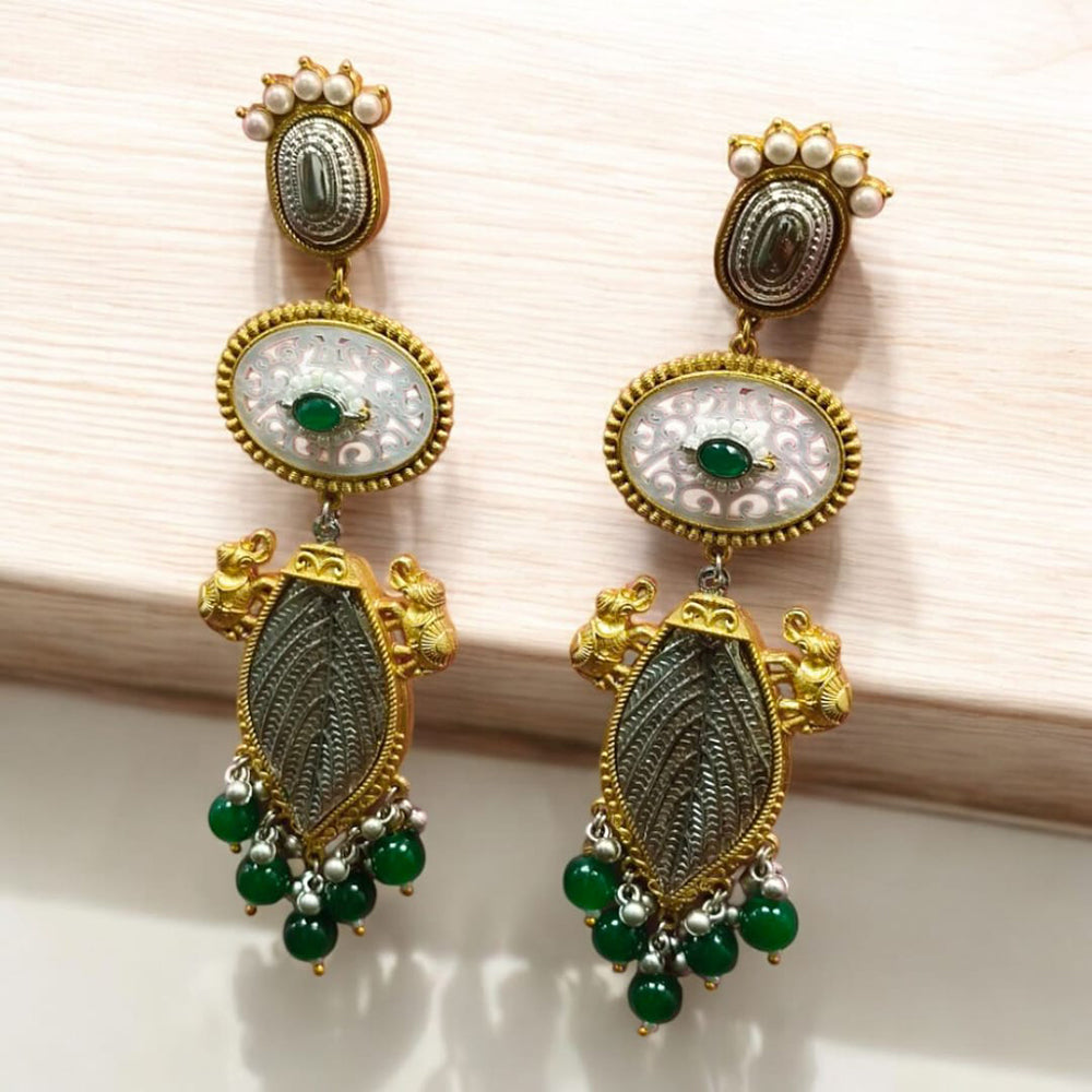 Wearhouse Fashion Gold Plated Crystal Stone And Pearls Dangler Earrings