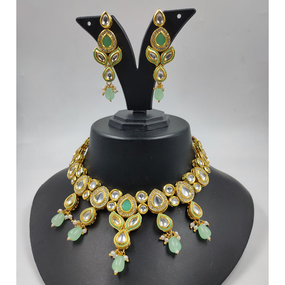 Gehana Mahal Gold Plated Kundan Necklace Set