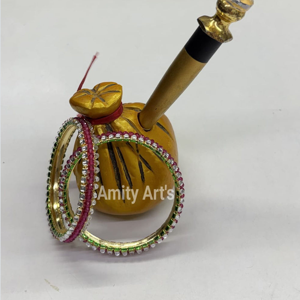 Amity Arts Designer Kundan Stone And Pearl Bangles Set