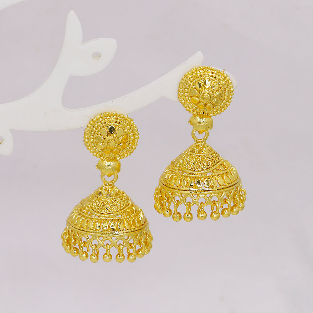 Mahavir DYE Gold Plated Premium Pearl Jhumki Earrings