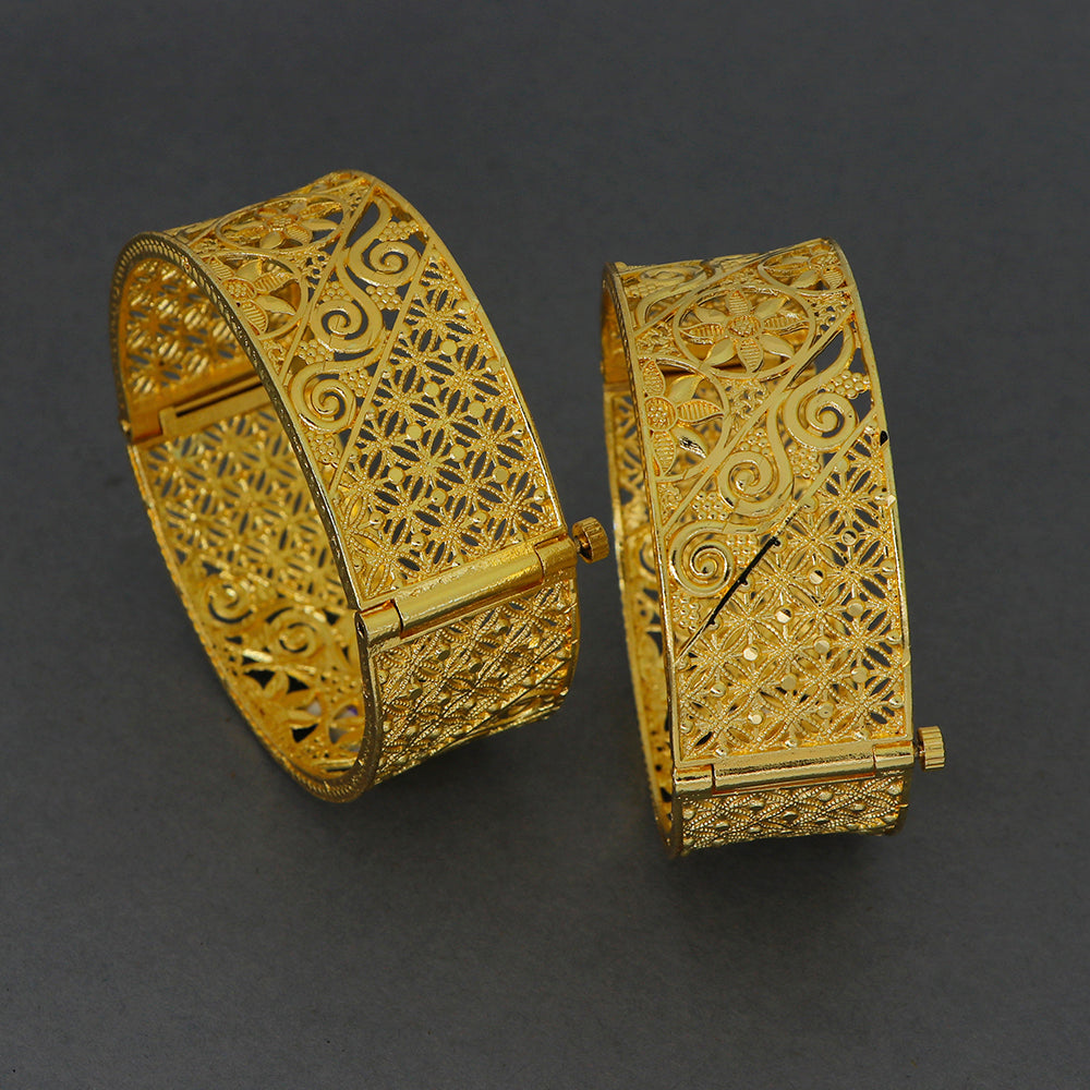 Mahavir Dye Gold Plated Designer Openable Bangles Set (Pack of 12)