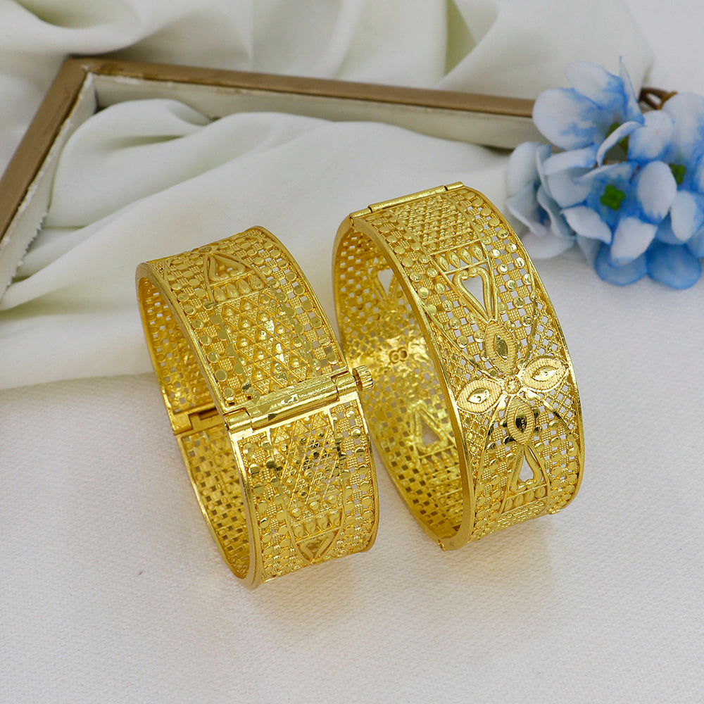 Mahavir Dye Gold Plated Designer Openable Bangles Set (Pack of 12)