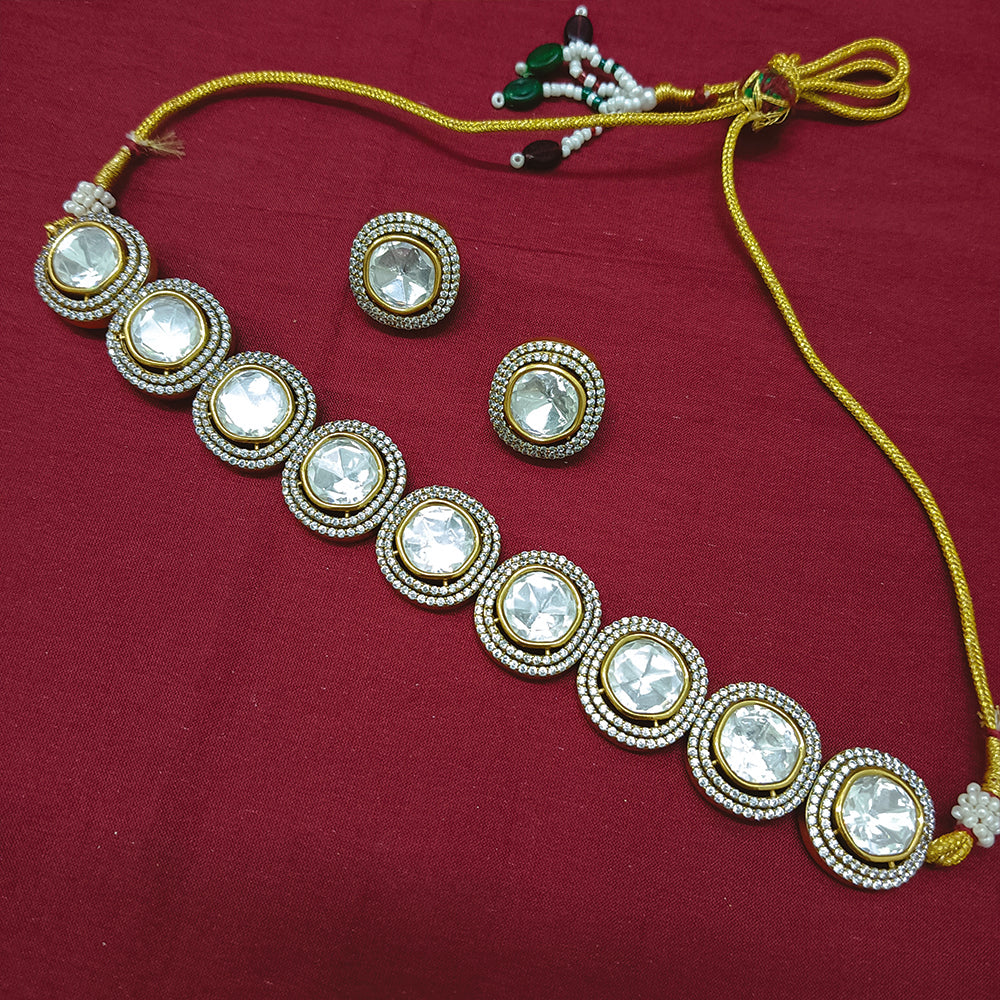 Arham Radiant Royal Shiny Polki Kundan Necklace Set