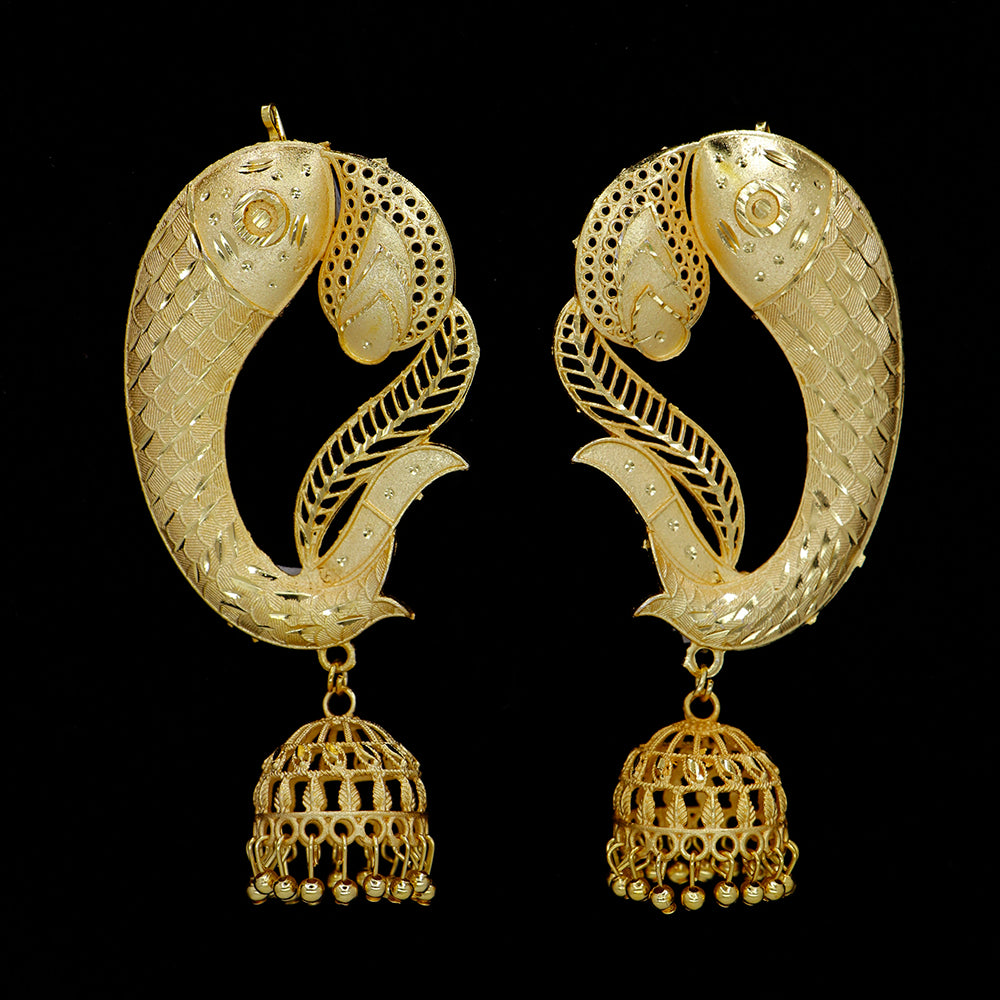 Mahavir Dye Gold Plated Ear Cuff Jhumki Earring