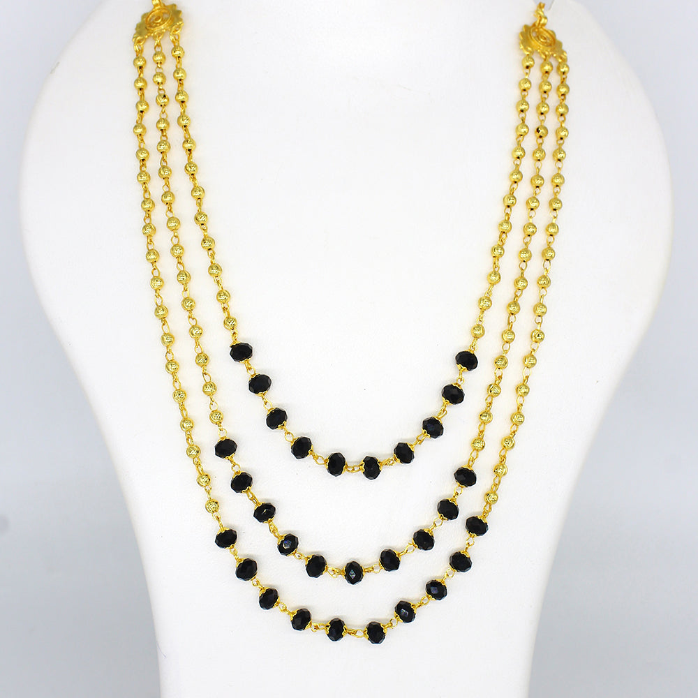 Mahavir Gold Plated 3 Line Dokiya Necklace
