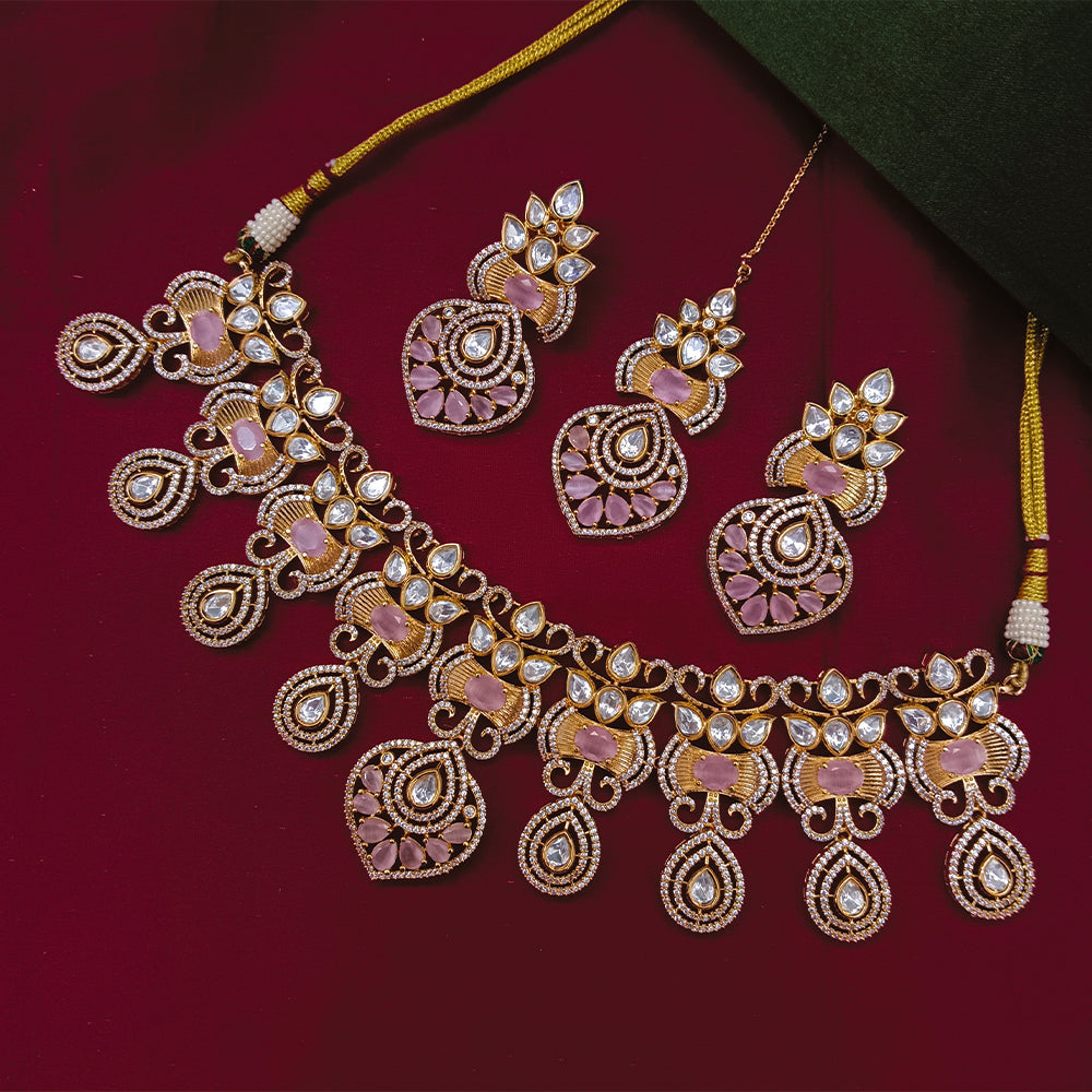 Arham Designer Polki Kundan Necklace Set with Premium Glamorous Finish