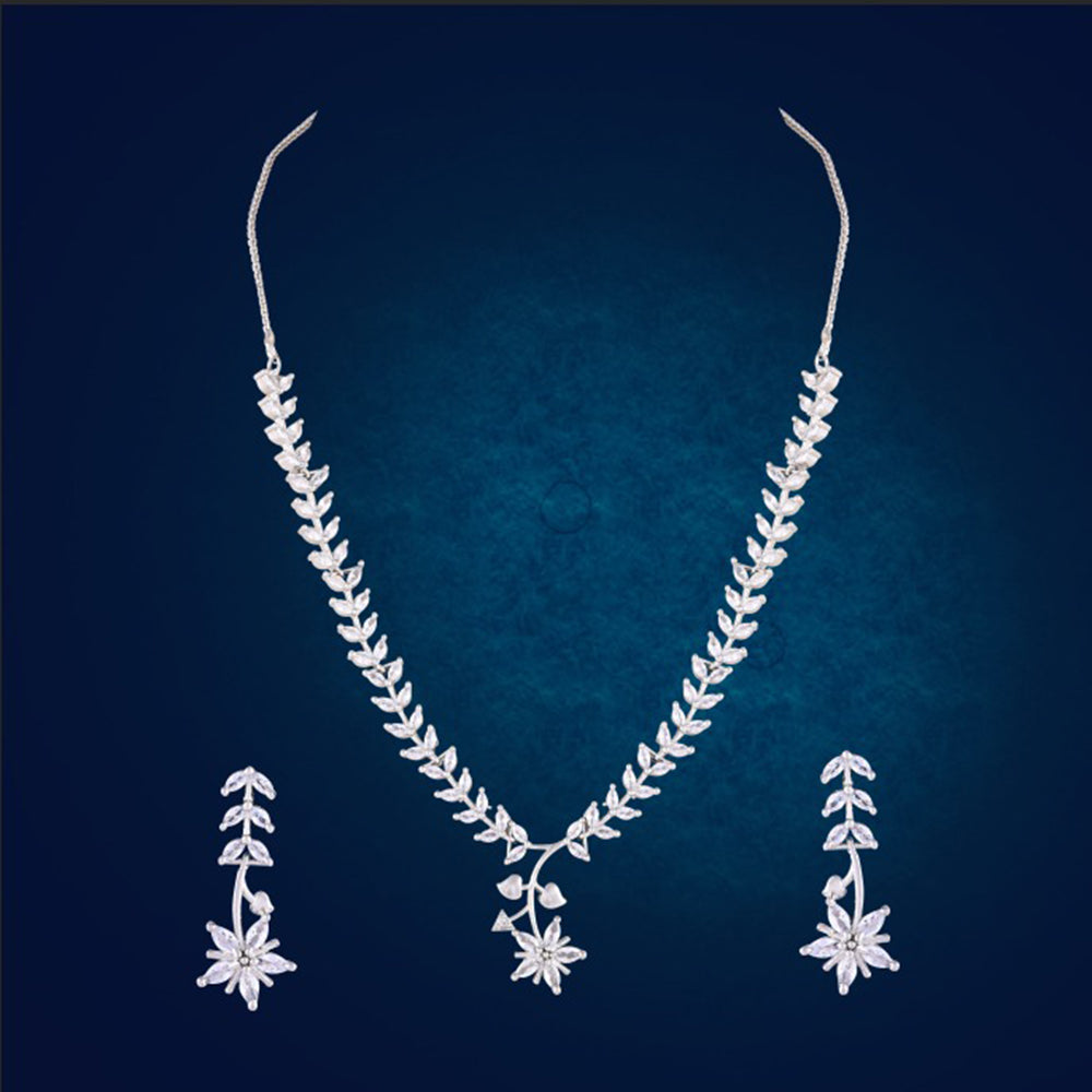 DNJ Jewelry Elegant American Diamond Statement Necklace Set Women & Girls