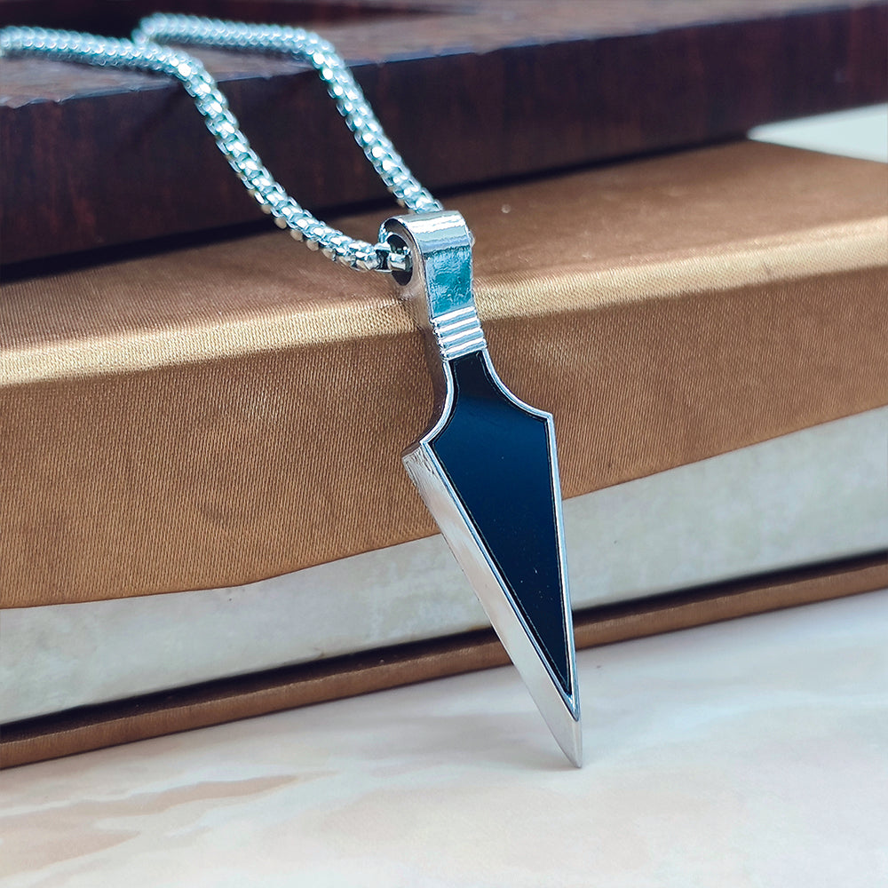 Urthn Silver chain with Black Arrow Pendant for men (Pack Of 6)