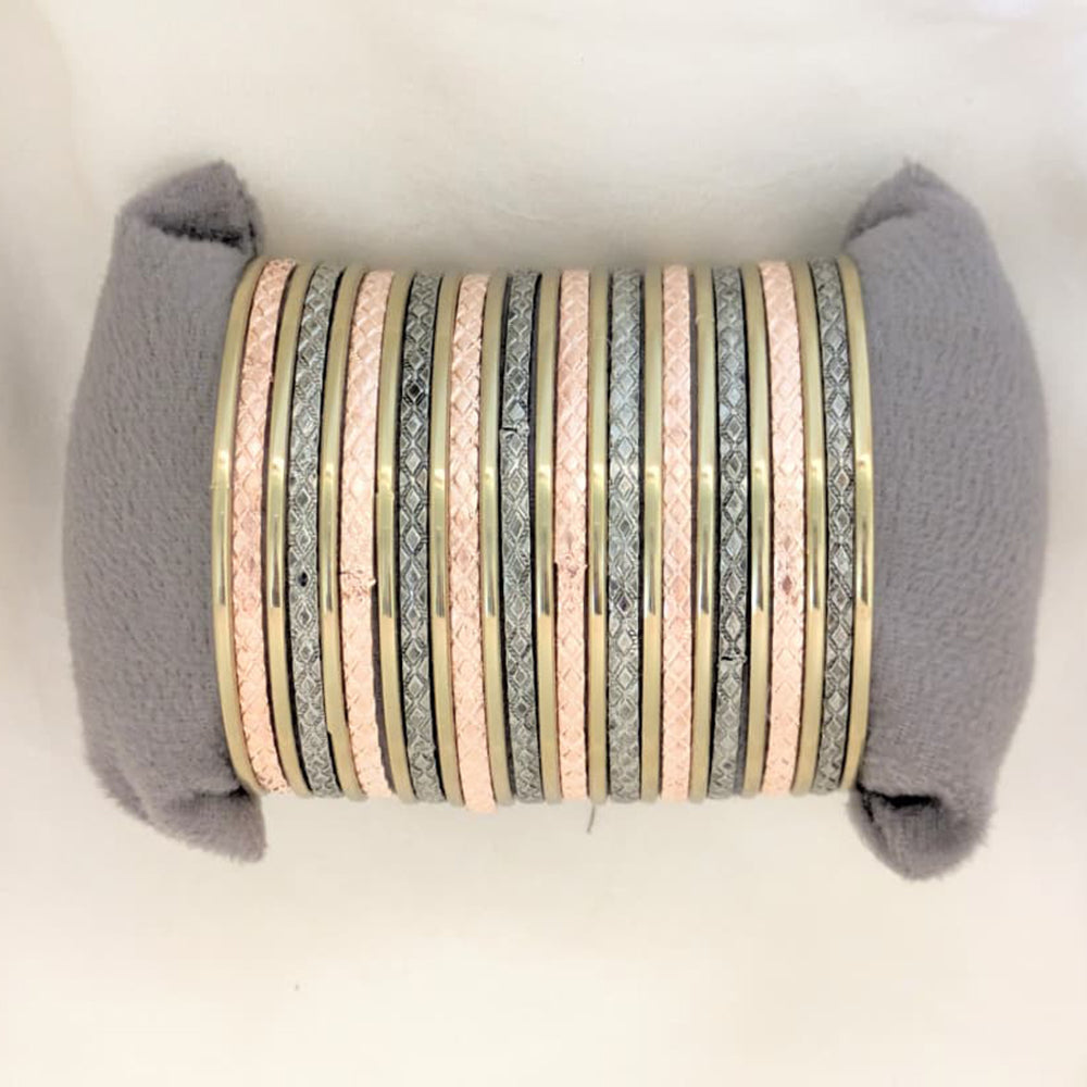 Shree Asha Bangles Premium Multi-Tone Textured Designer Bangles Set (Pack of 12)