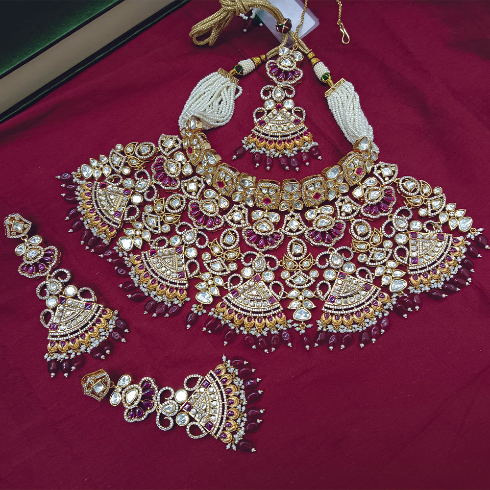Arham Designer Polki Kundan Necklace Set with Premium Glamorous Finish