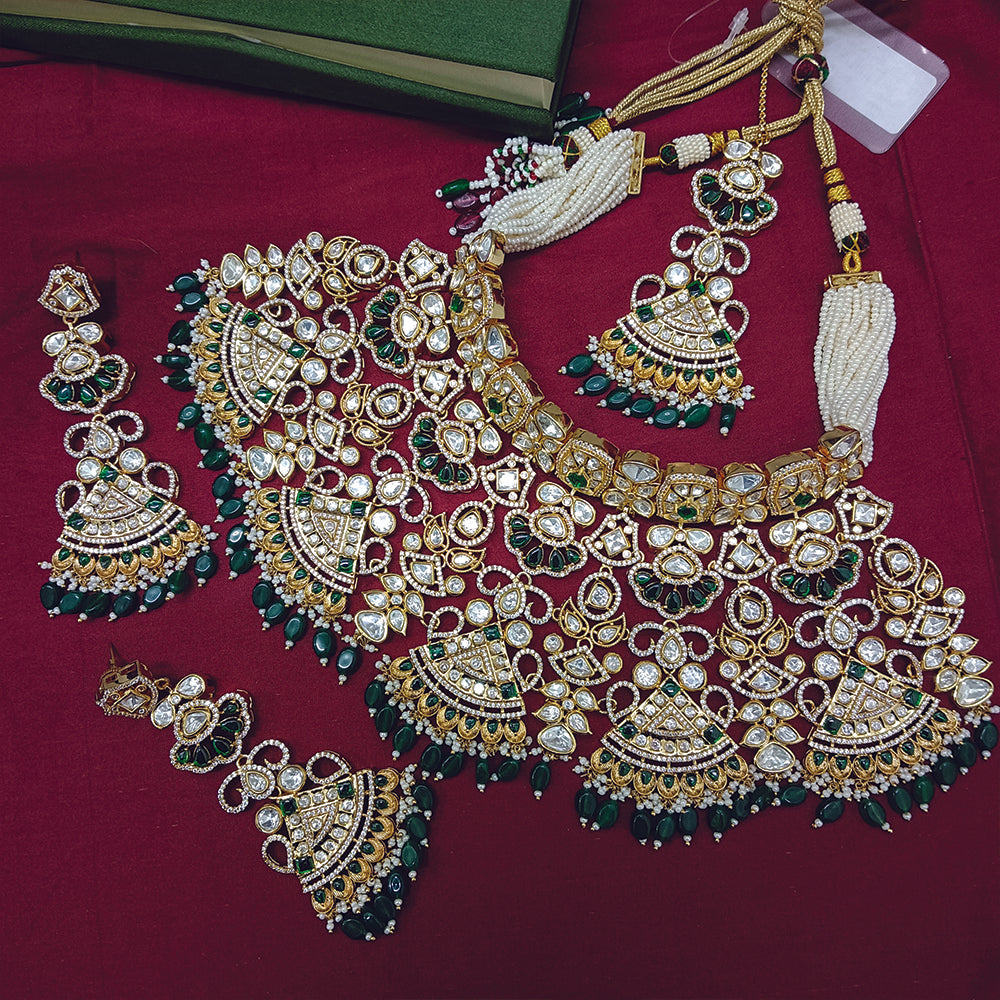 Arham Designer Polki Kundan Necklace Set with Premium Glamorous Finish