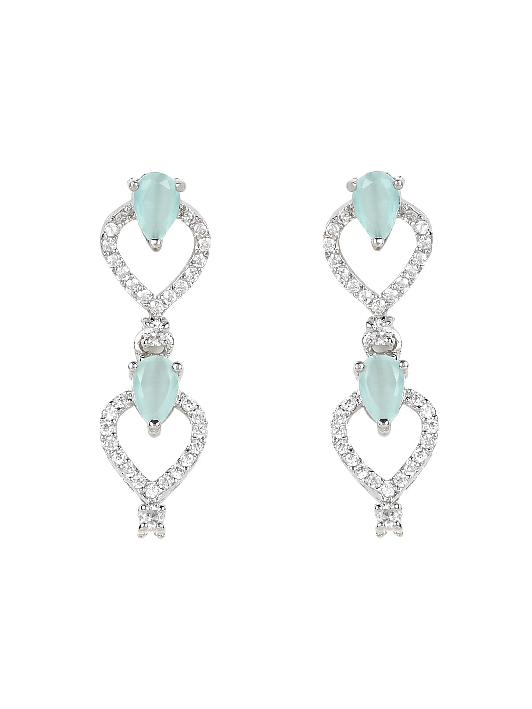 Etnico Stylish Silver Plated Cubic Zirconia American Diamond Special Necklace With Earrings Set for Women