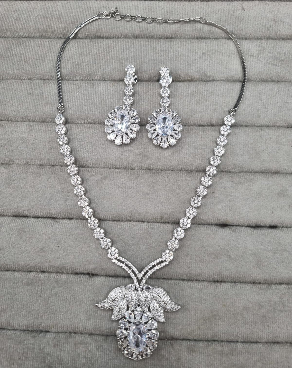 LAFZ Sparkling White Stone AD Jewellery Set