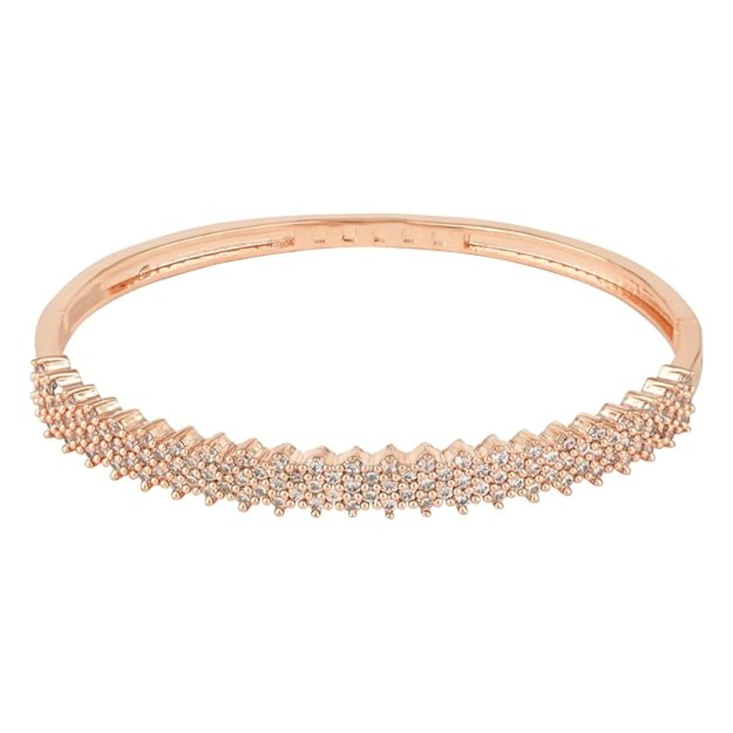 Etnico Stylish Cubic Zirconia American Diamond Adjustable Bracelet For Women