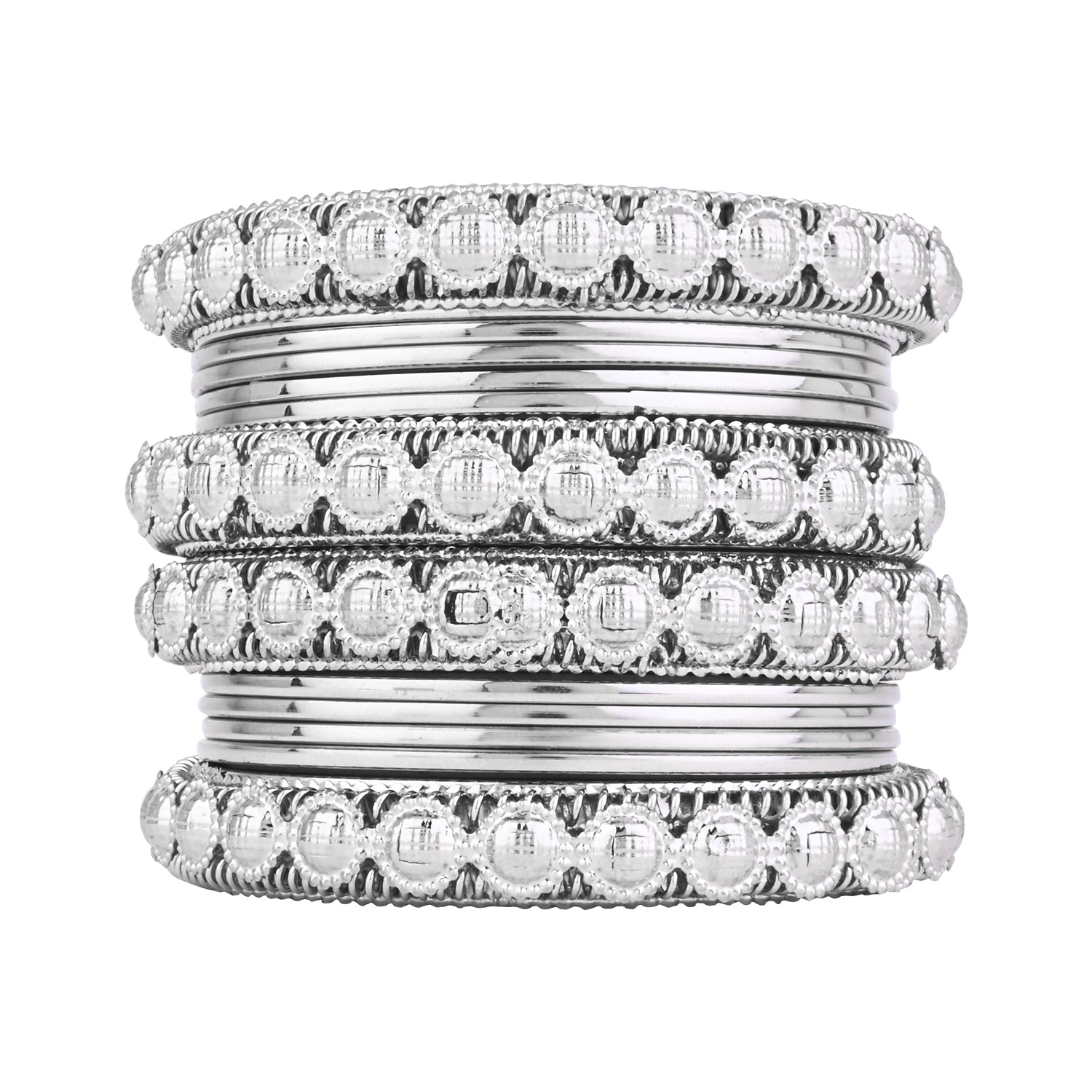 Etnico Ethnic Stylish Latest Fashion Silver Plated Stone Work Bangles Set For Women (ADB529)