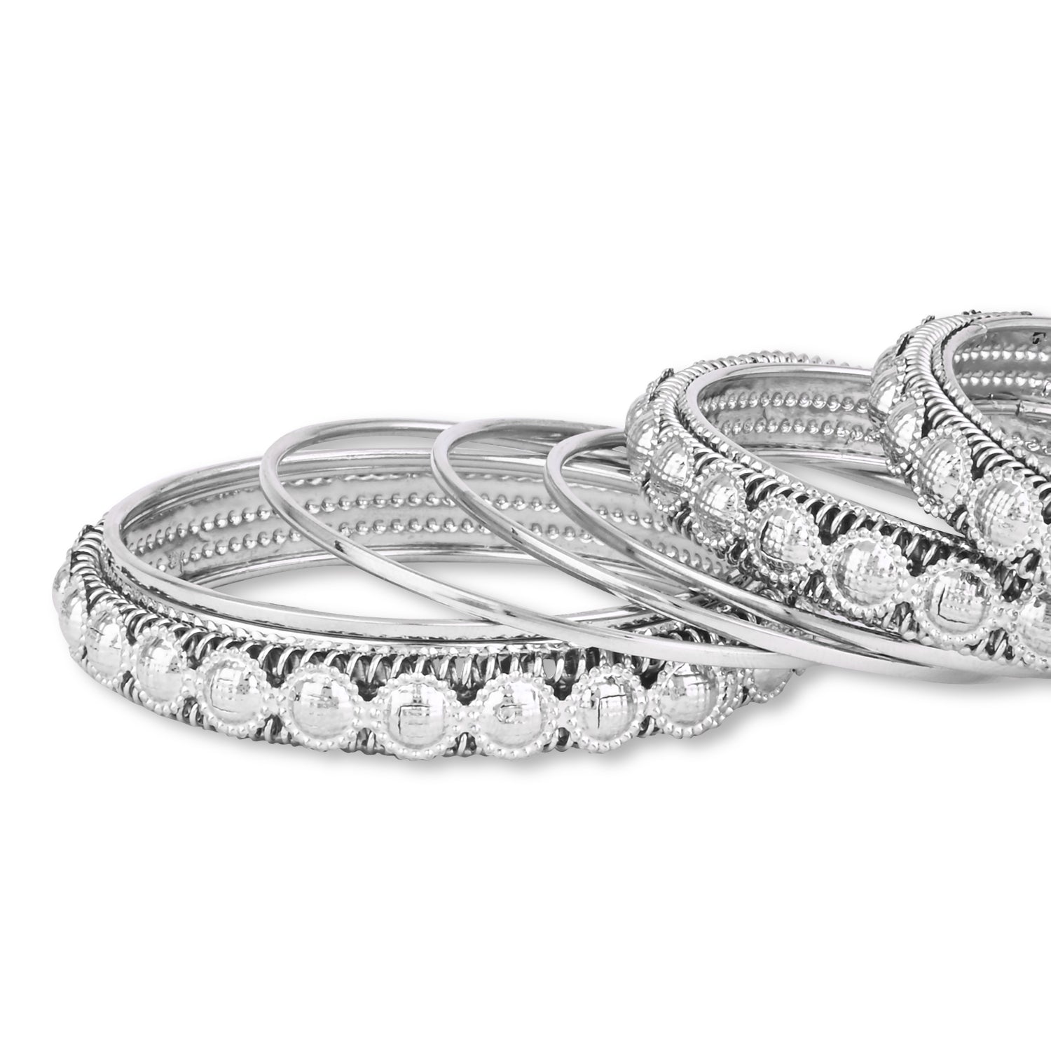 Etnico Ethnic Stylish Latest Fashion Silver Plated Stone Work Bangles Set For Women (ADB529)