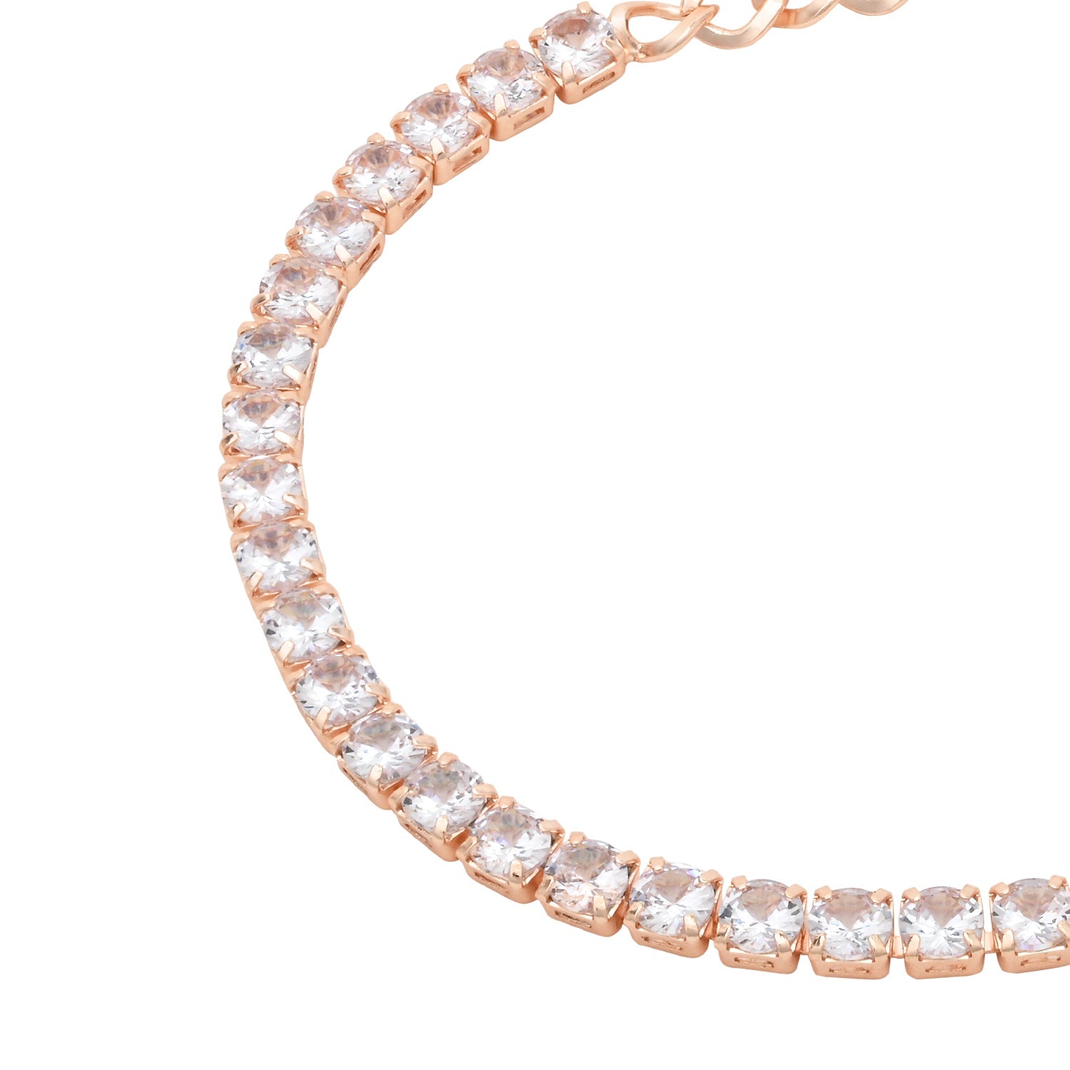 Etnico Stylish Rose Gold Plated Special Cubic Zirconia American Diamond Adjustable Bracelet For Women