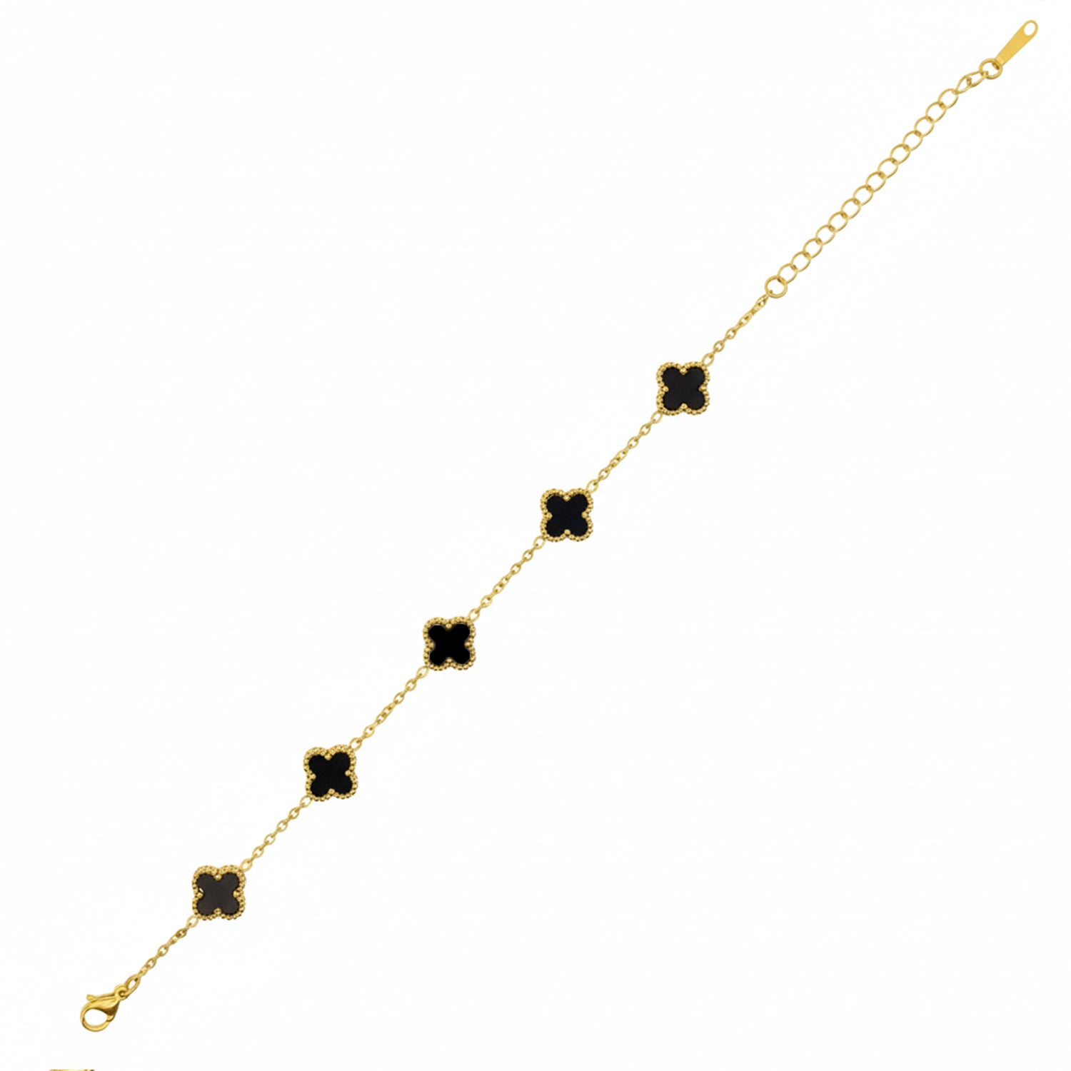 Etnico Anti Tarnish Clover Charm Bracelet for Women | Fancy Bracelet | Jewellery Gifts | Hand Band | Latest Fashion Accessories for Girls | Minimal Jewelry Design | Ideal for Gifting | Gift for Diwali, Christmas, Marriage, Birthday (Black)