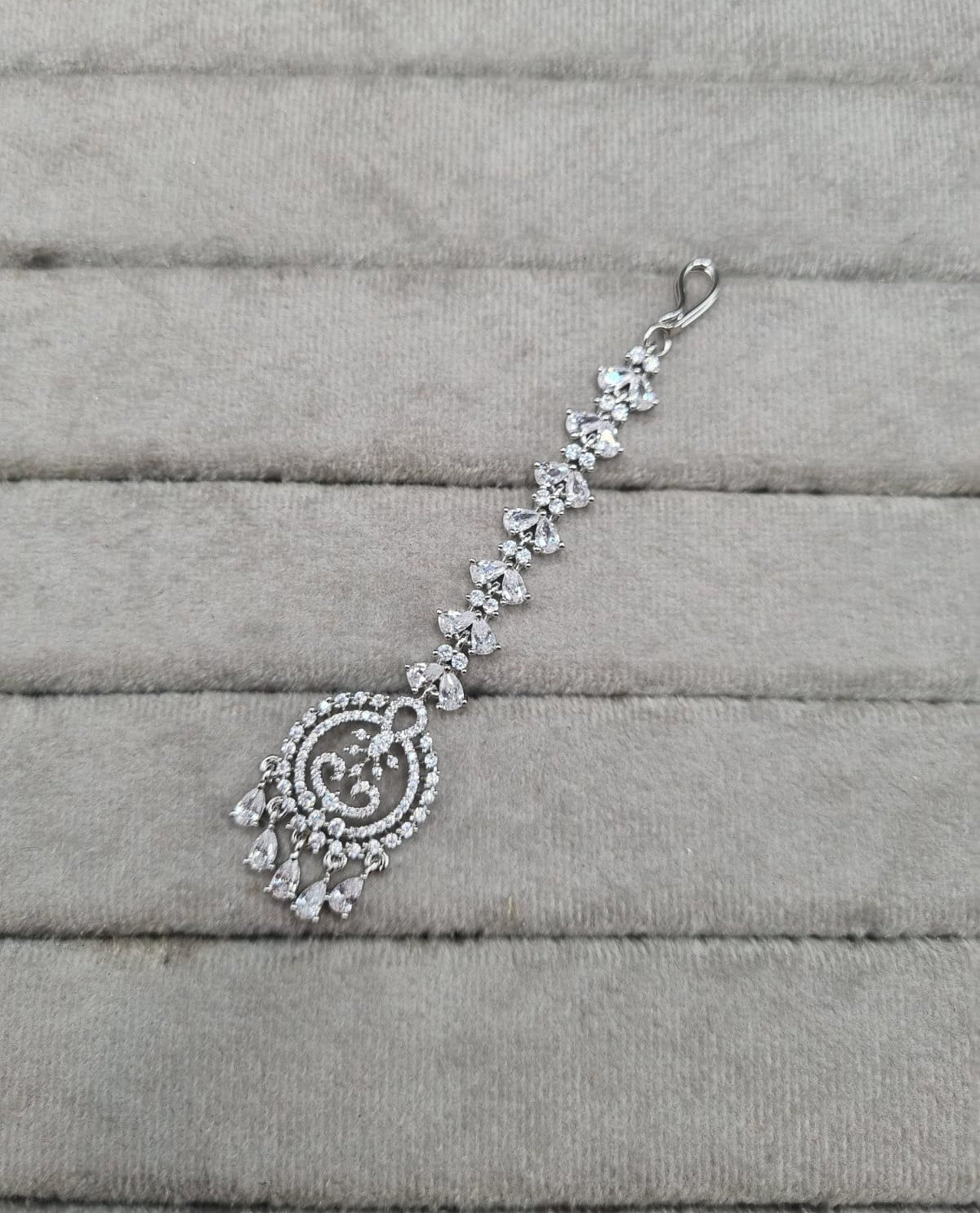 LAFZ Elegant Silver-Plated AD Maang Tikka
