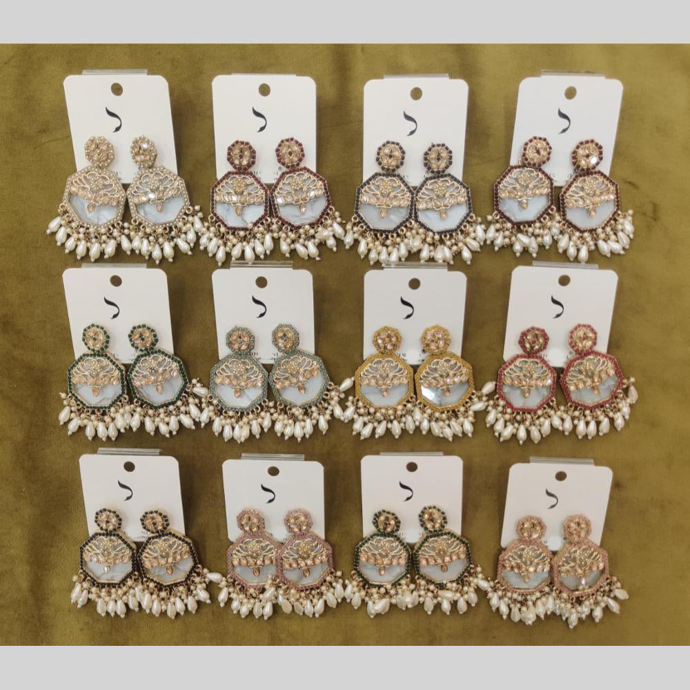 Dhwani Trendy Crystal Stone And Beads Dangler Earrings