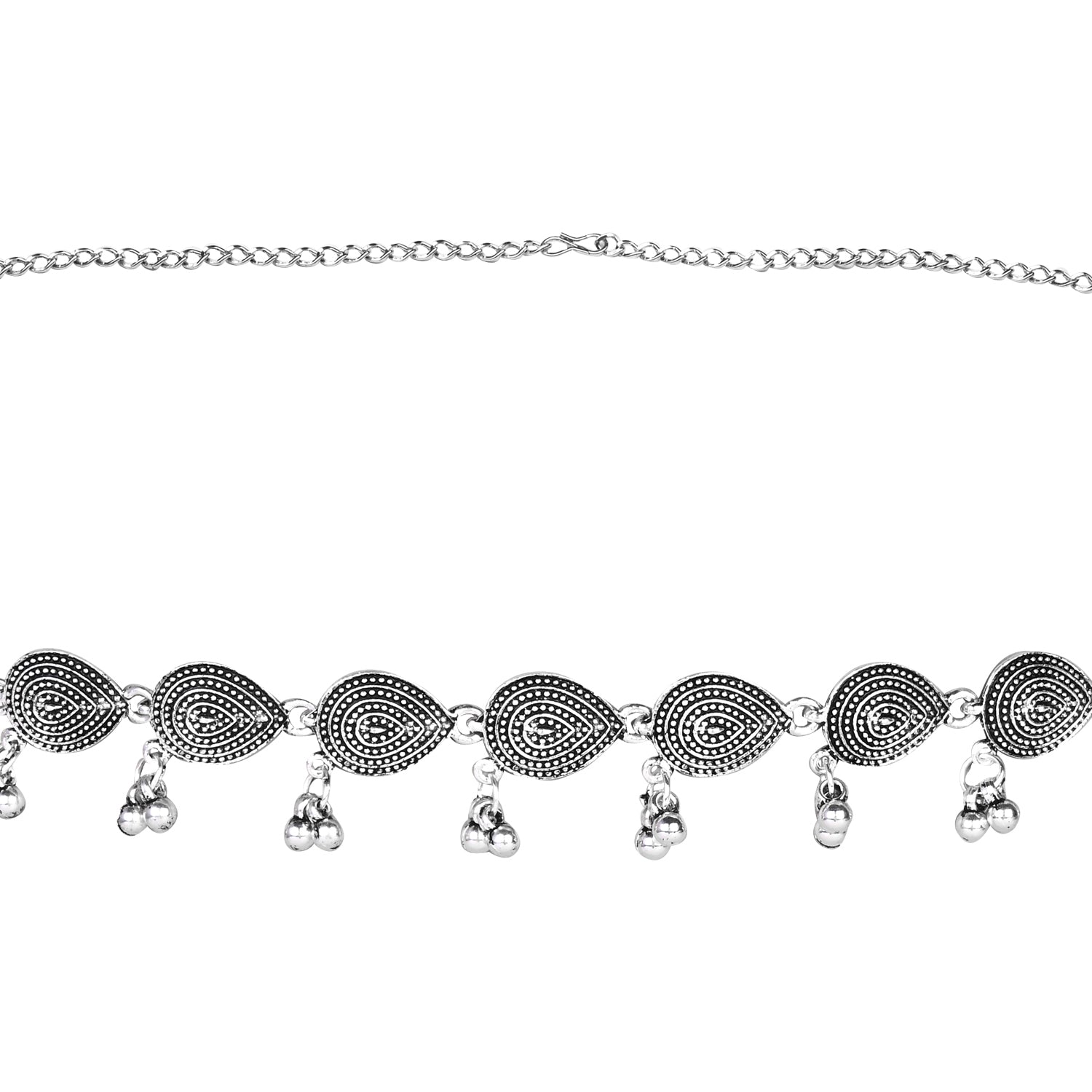 Etnico Navratri Ethnic Silver Oxidised Traditional Adjustable Boho Waist Chain/Belly Chain/Kamarband For Women (B063S)