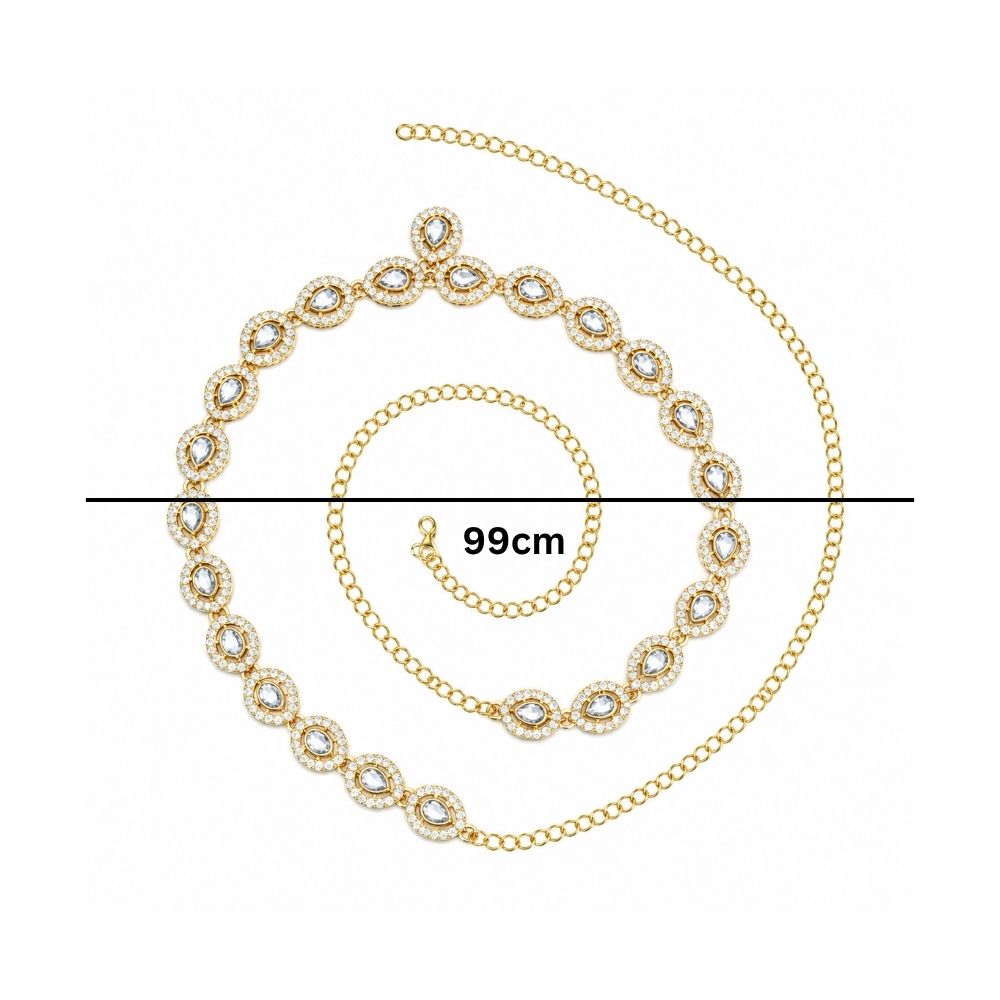 Jewels Traditional Gold Plated Ethnic Stone Studded Adjustable Kamarband/Belly Chain/Kandora/Waist Belt for Women
