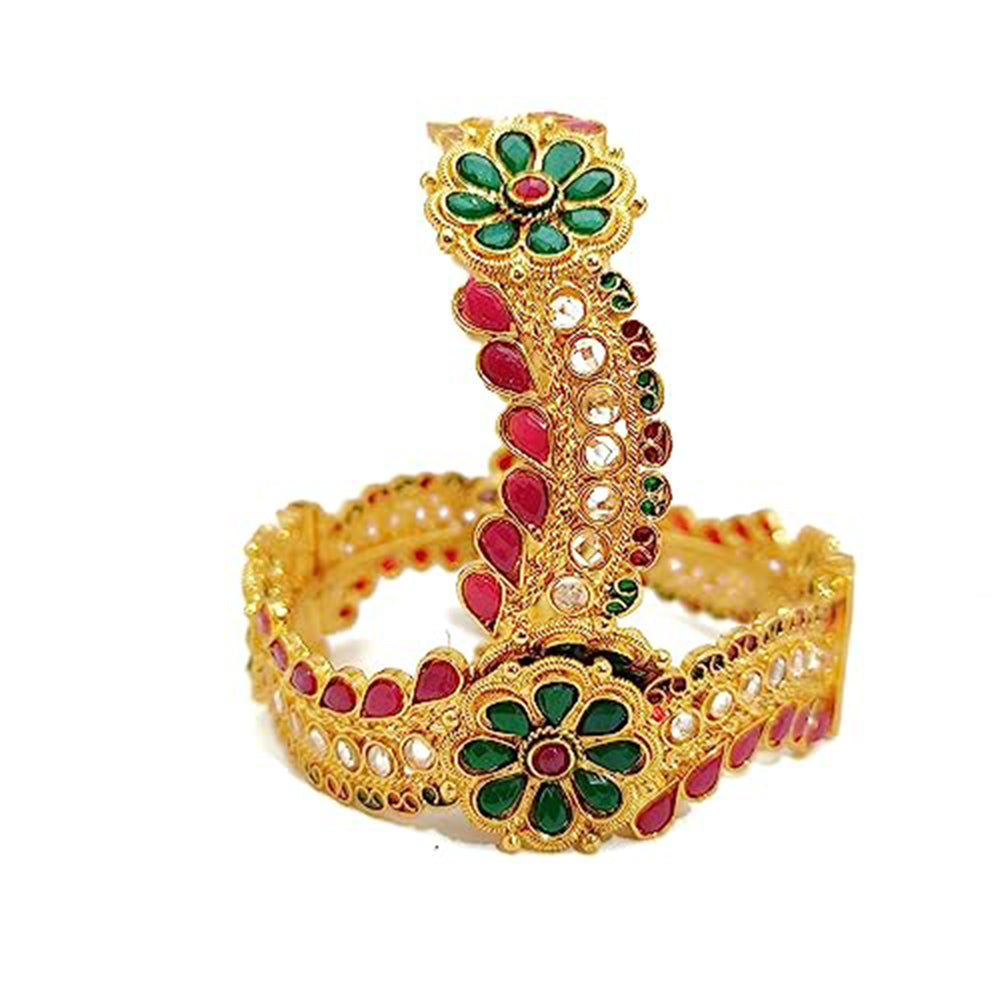 Choice Gold Plated Pota Stone Bangles Set