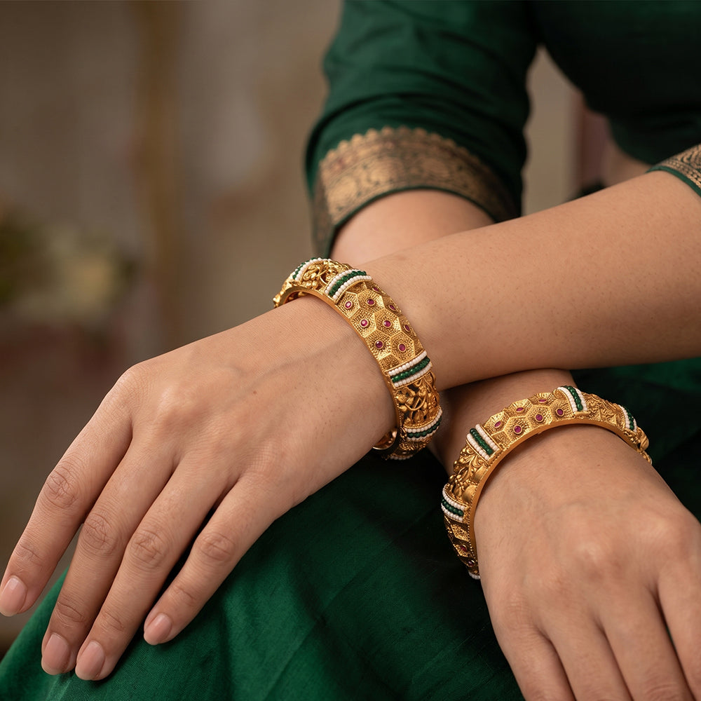 Js Fashion Rajwadi Polish Designer Wear Fancy Design Antique Bangles Set