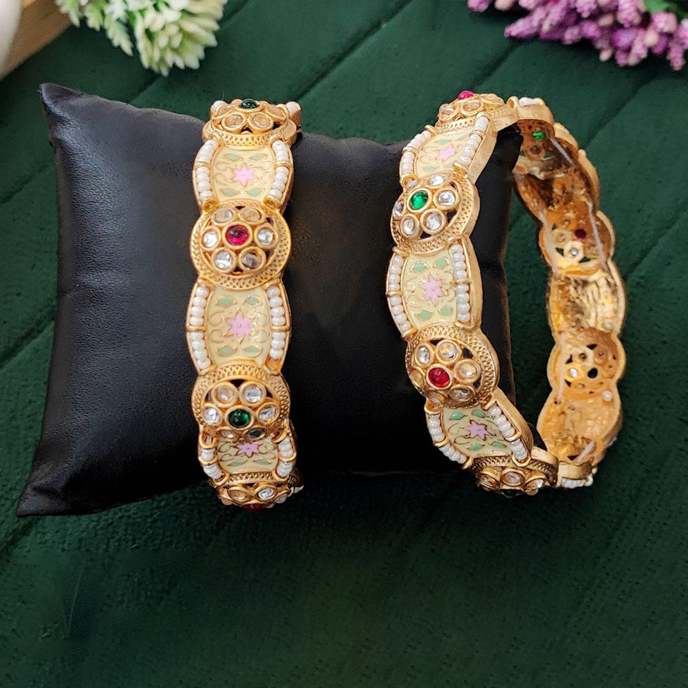 Js Fashion Beautiful Design High Gold Polish Party Wear 2 Bangles Set