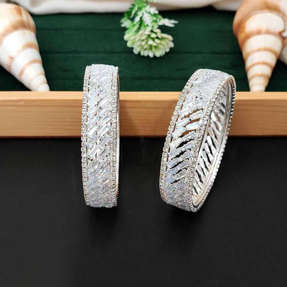 Js Fashion Premium AD Baguette Stone Sparkling Bangles Set