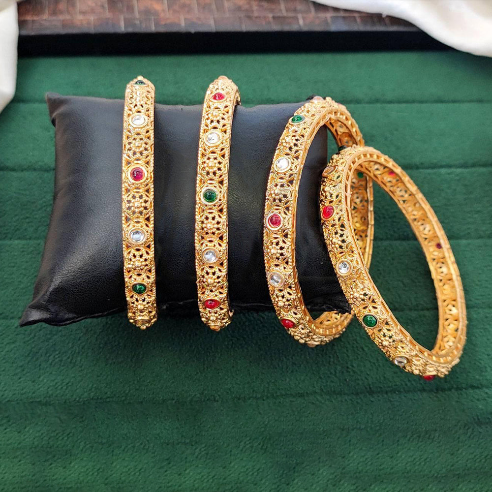Js Fashion Antique High Gold Bangles with Intricate Jali Design