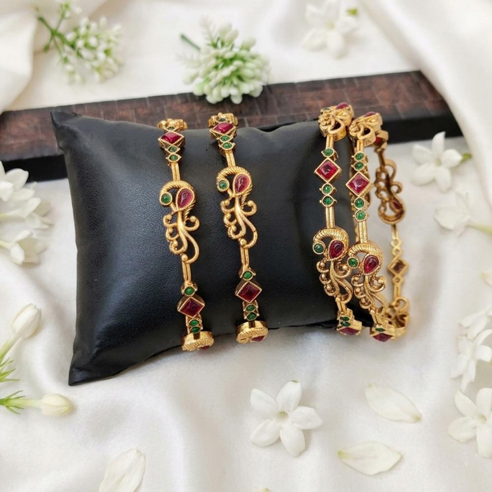 Js Fashion Traditional Antique Peacock Design High Gold Bangles For Women