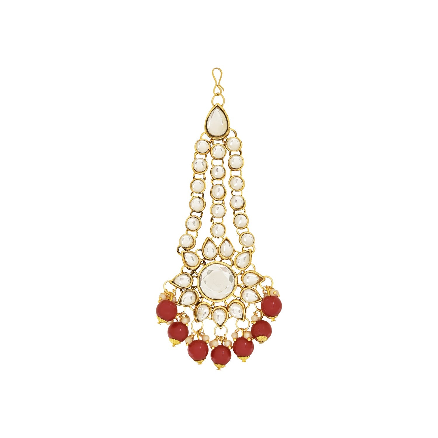 Etnico Wedding Collection Traditional Ethnic Gold Plated Pearl & Kundan Stone Work Bridal Jewellery Set For Women