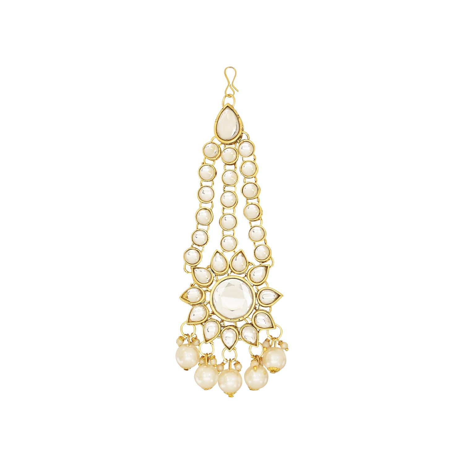 Etnico Wedding Collection Traditional Ethnic Gold Plated Pearl & Kundan Stone Work Bridal Jewellery Set For Women